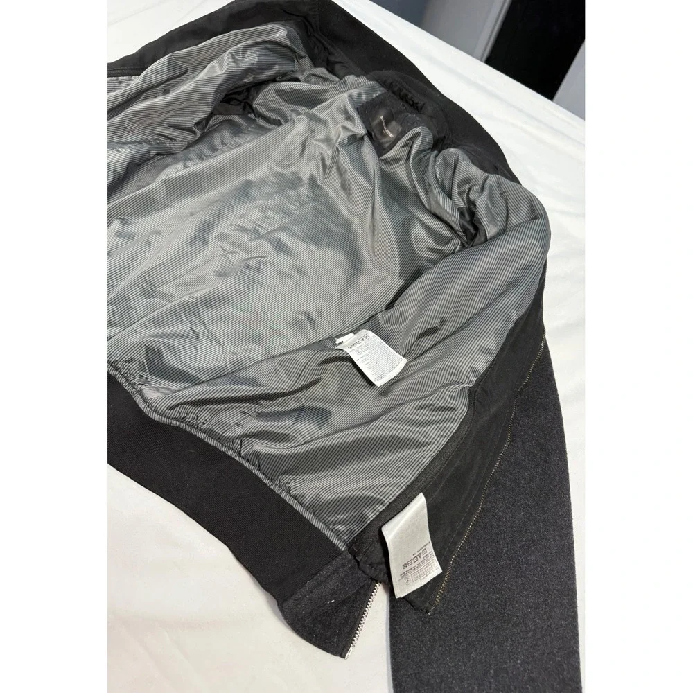 Banana Republic Mens Charcoal Gray Bomber Jacket Quilted Bib Layered Small